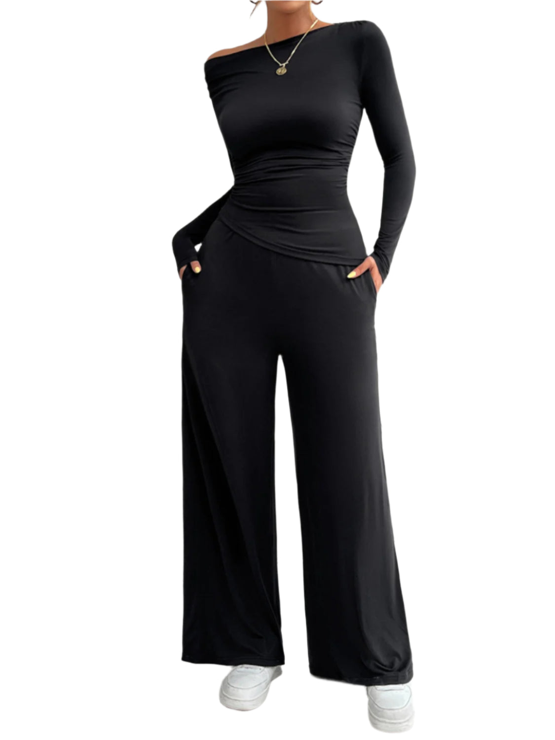 Long Sleeve Top and Wide Leg Pants Set