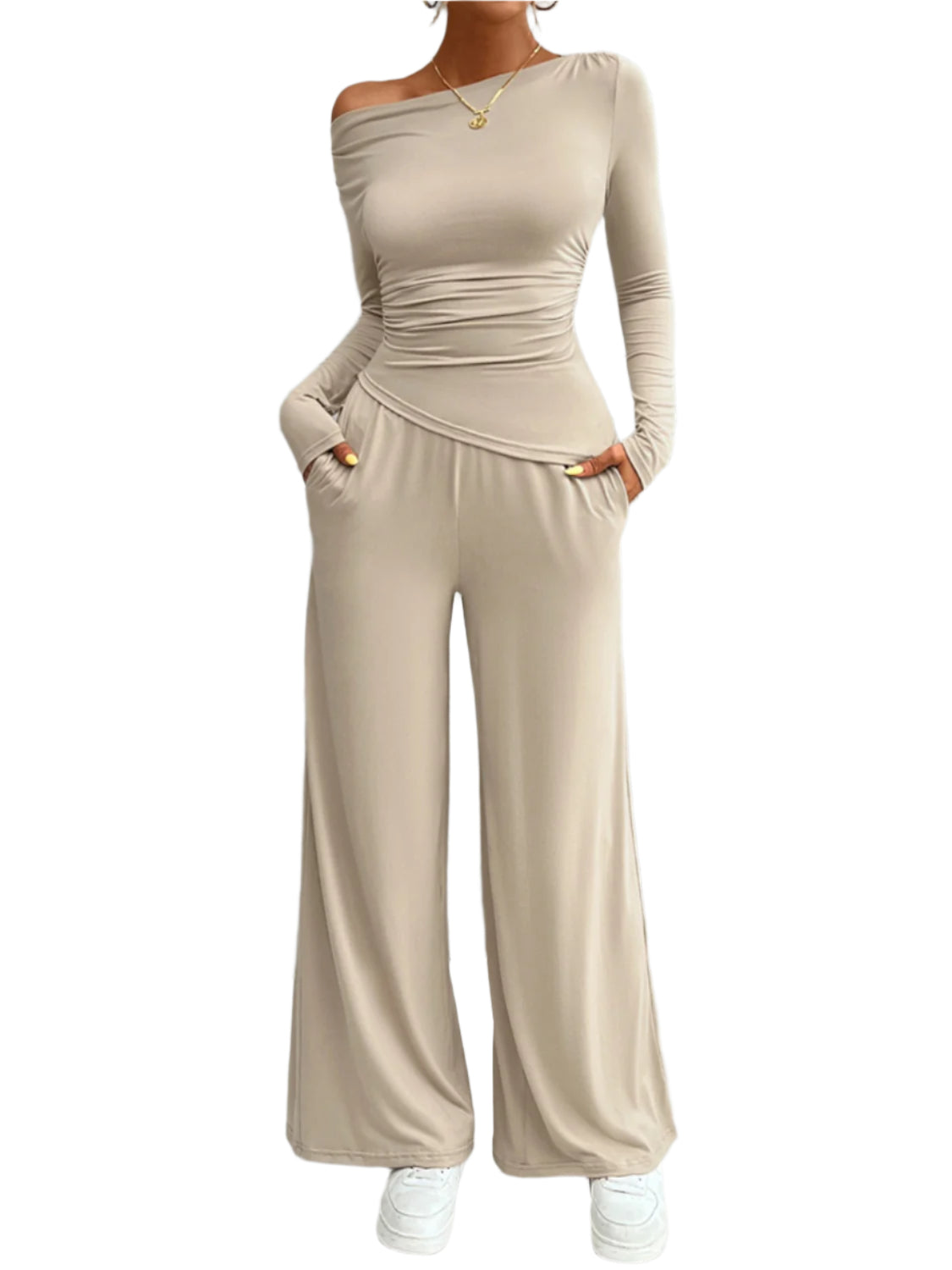 Long Sleeve Top and Wide Leg Pants Set