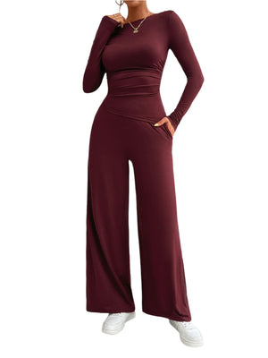 Long Sleeve Top and Wide Leg Pants Set