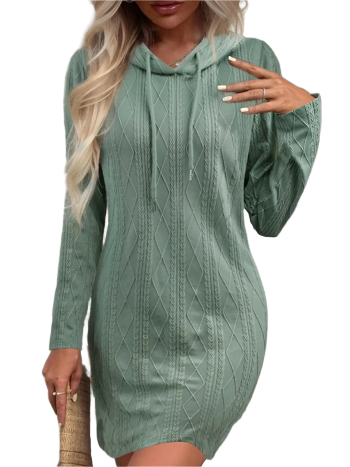 Drawstring Hooded Sweater Dress