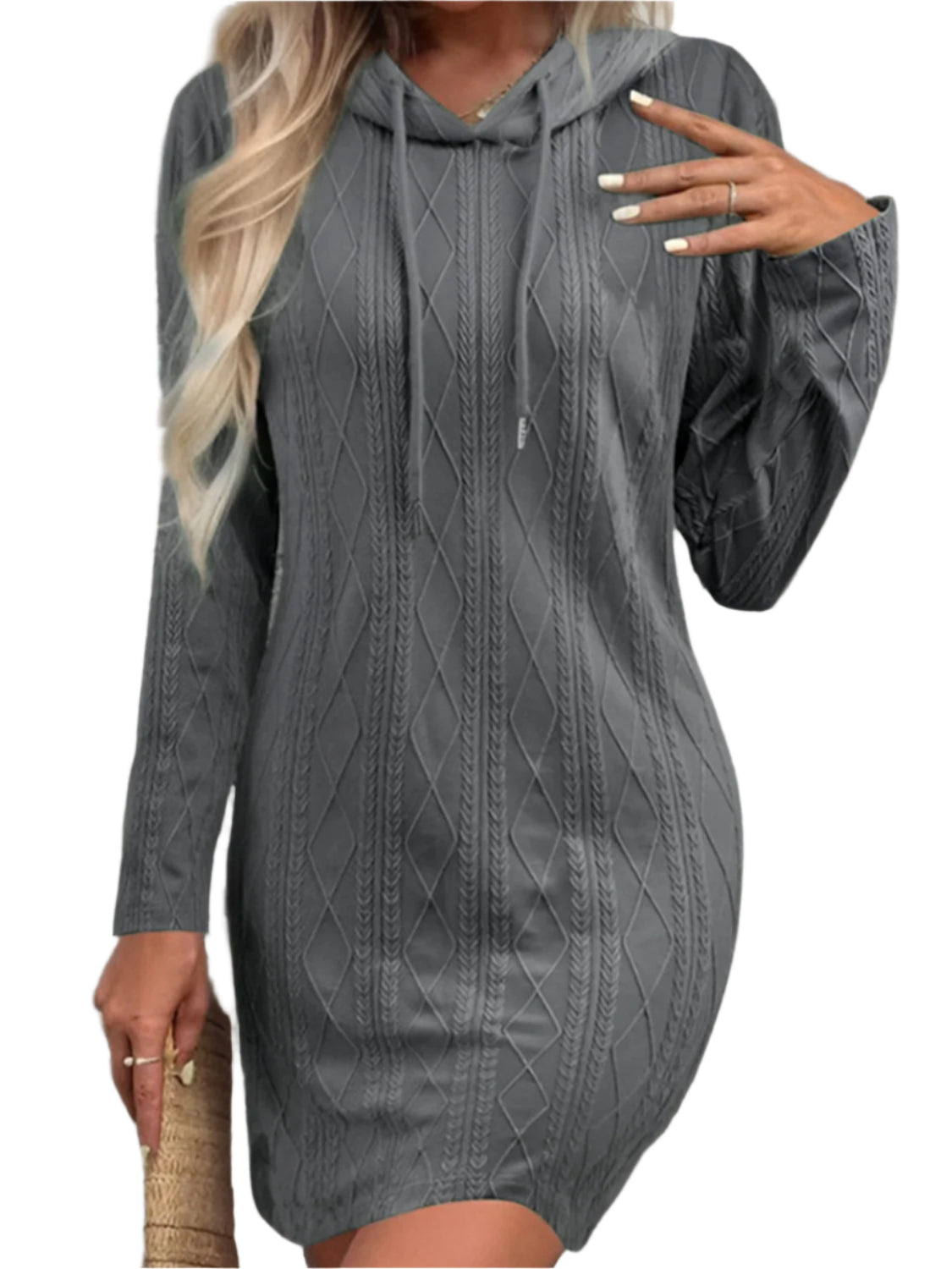 Drawstring Hooded Sweater Dress