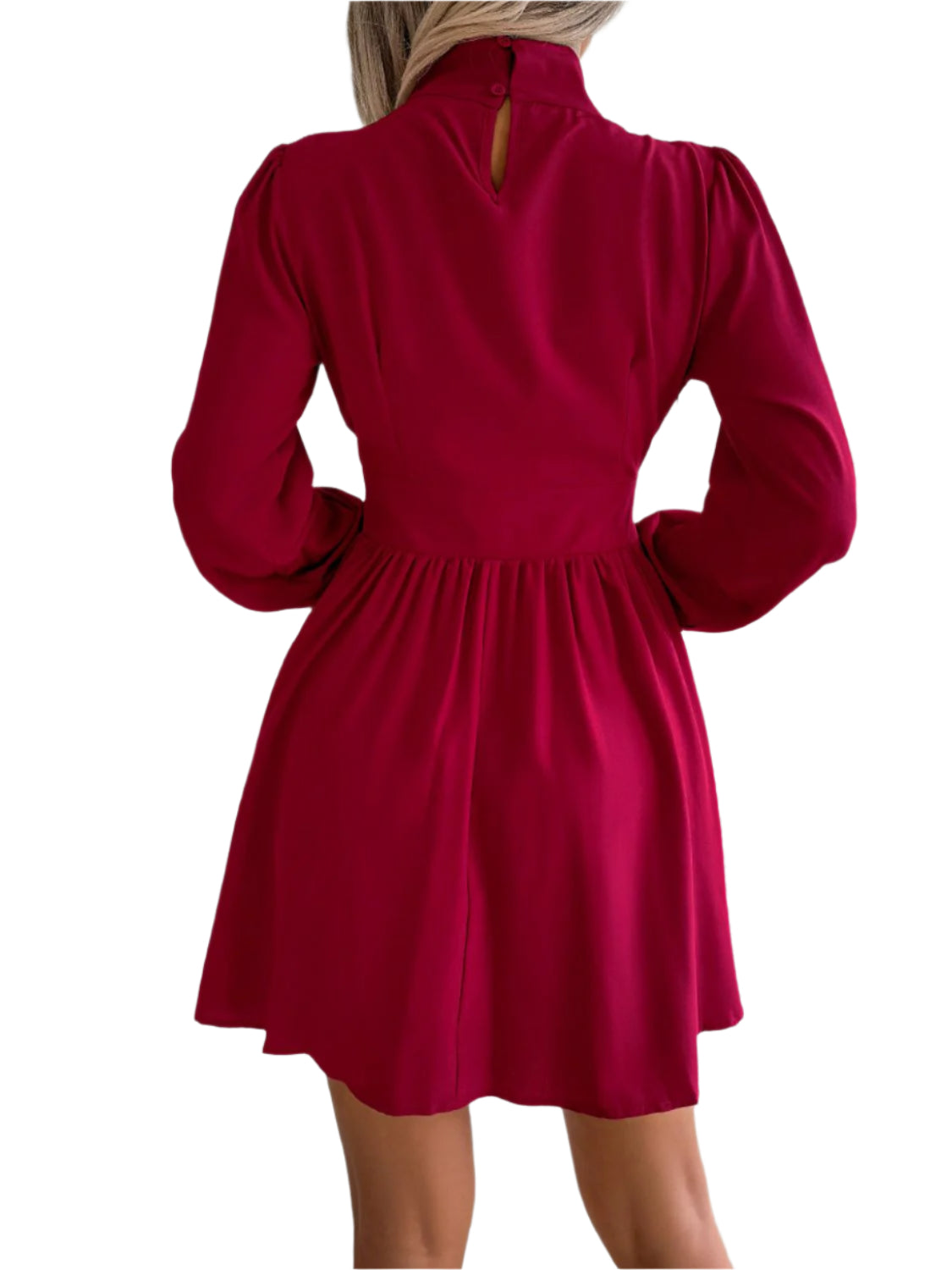 Cutout Turtleneck A-Line Mini Dress