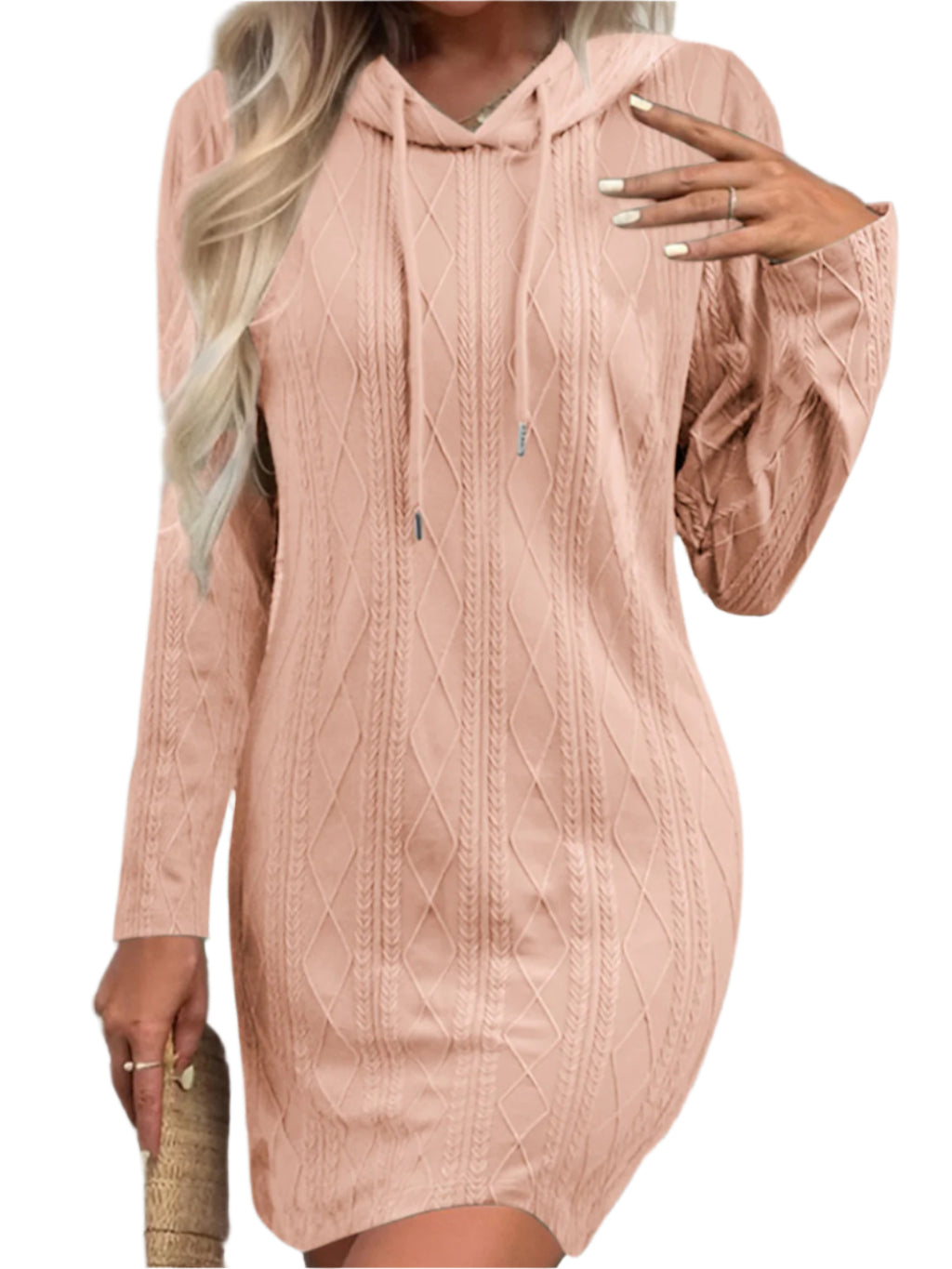 Drawstring Hooded Sweater Dress