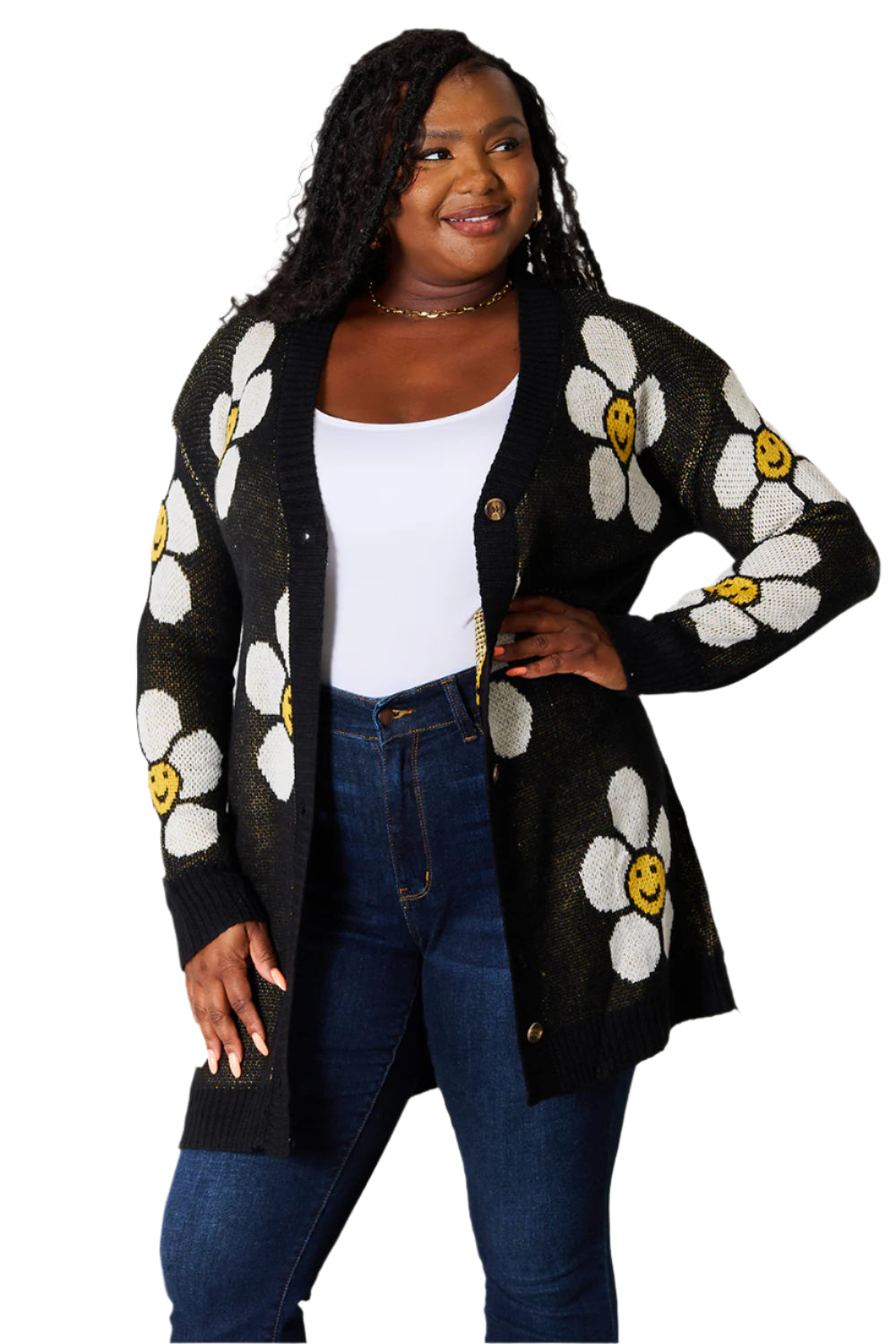 Floral Button Down Longline Cardigan