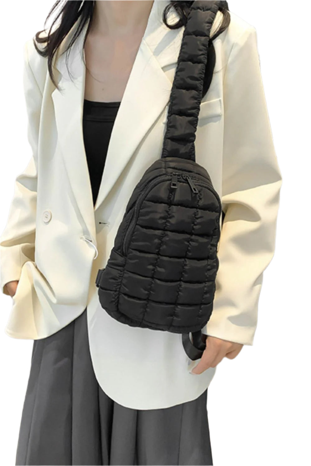 Quilted Nylon Crossbody  Bag