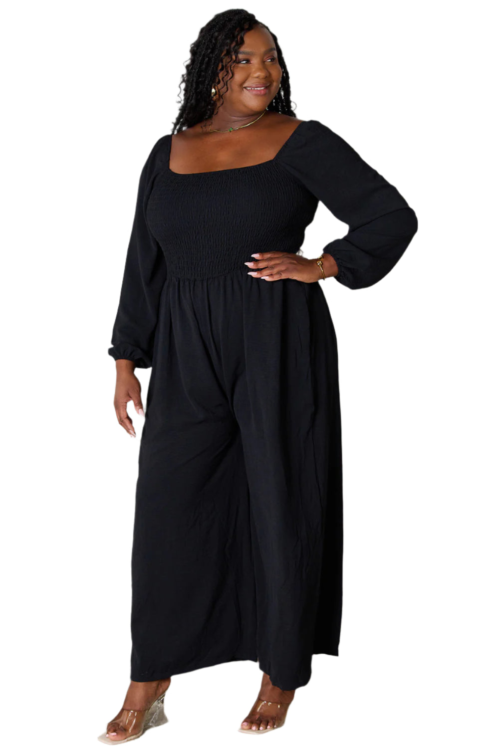 Square Neck Jumpsuit with Pockets