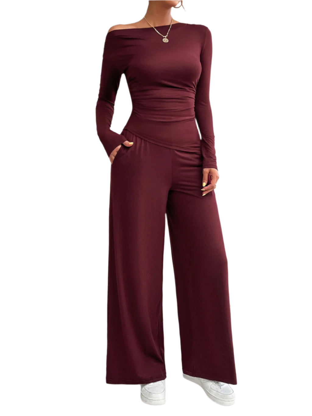 Long Sleeve Top and Wide Leg Pants Set