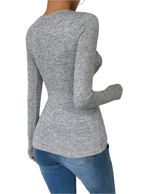 Twisted Round Neck Long Sleeve T-Shirt