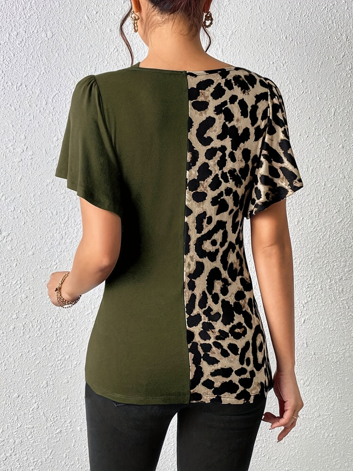 Leopard Flutter Sleeve Shirt